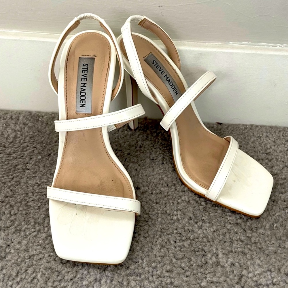 Steve Madden white strapped heels